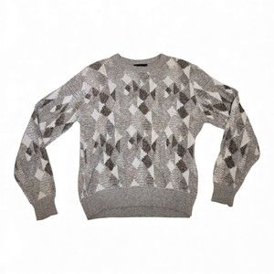 Reed St. James‎ Tan Geometric Knit Crewneck Sweater - M